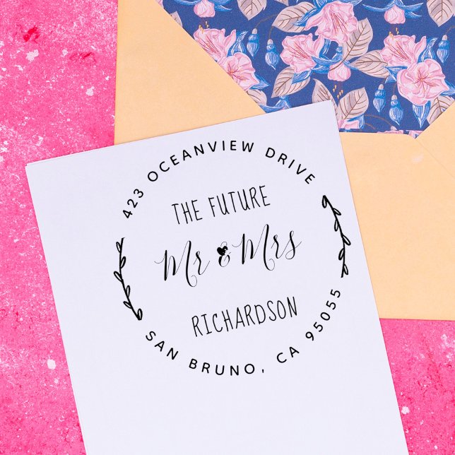 Carimbo Auto Entintado O futuro Sr. e Sra. | Casamento Rústico Desenho De (Criador carregado)