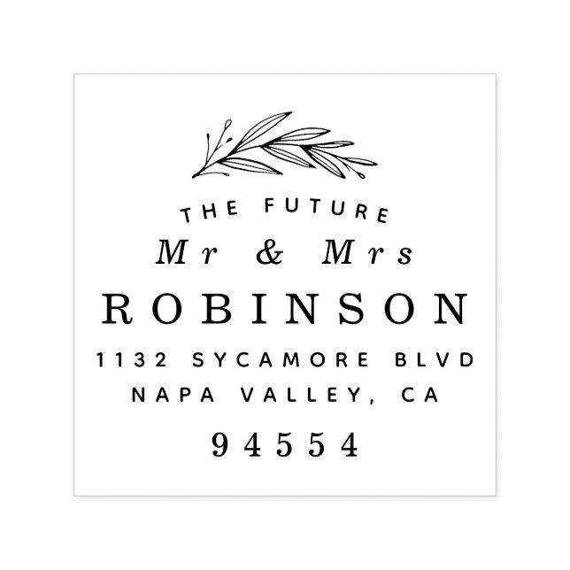 Carimbo Auto Entintado O futuro Sr. e Sra. Formal Wedding Endereço de Reg (Design)