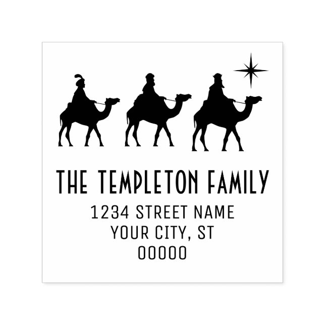Carimbo Auto Entintado O nome dos 3 Magi Wisemen Kings Endereço de retorn (Design)
