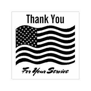 Carimbo Auto Entintado Obrigado pelo seu Service American Flag