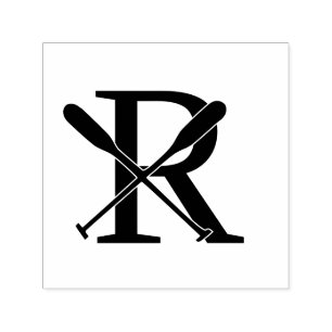 Carimbo Auto Entintado Orelos de canoa de barco sobre monograma inicial d