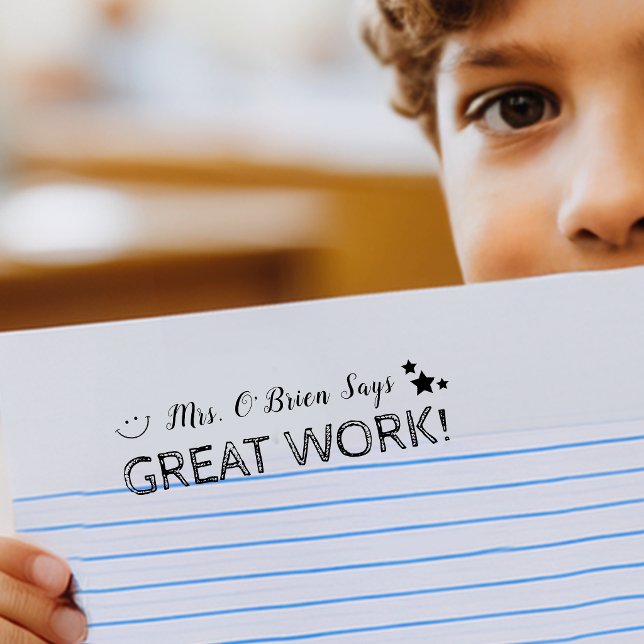 Carimbo Auto Entintado Ótimo Trabalho | Professores Personalizados (Great Work | Personalized Teachers Self-inking Stamp)