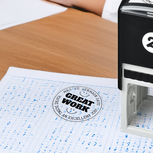 Carimbo Auto Entintado Ótimo Trabalho | Professores Personalizados (Great Work | Personalized Teachers Self-inking Stamp)