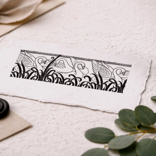 Carimbo Auto Entintado Padrão de Cisne Art Nouveau – Cisne Botânico Vinta