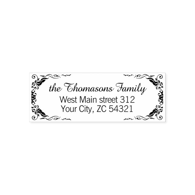 Carimbo Auto Entintado Padrão de Rolagem Clássica Elegante (Design)