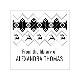 Carimbo Auto Entintado Padrão de Suéter Escandinavo “Da Biblioteca de”