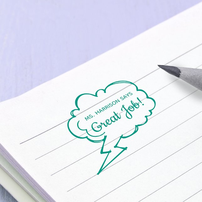 Carimbo Auto Entintado Palavras de excelente de Encorajamento Nome dos Pr (Great Job Words of Encouragement Teachers Name Self-inking Stamp)