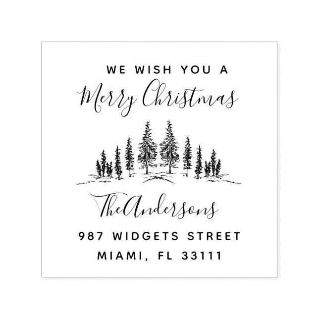 Carimbo Auto Entintado Palmeira de Natal, Pine de Natal Endereço Russo de (Design)