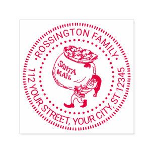 Carimbo Auto Entintado Papais noeis de Carregando Elf de Natal Endereço d