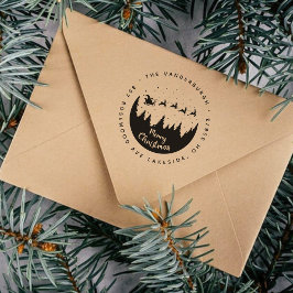 Carimbo Auto Entintado Papais noeis de Natal Feliz Endereço de Retorno Pe