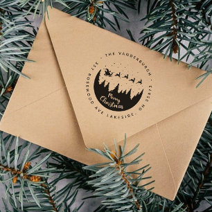 Carimbo Auto Entintado Papais noeis de Natal Feliz Endereço de Retorno Pe