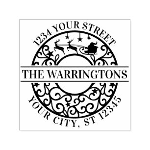 Carimbo Auto Entintado Papais noeis de Natal Sleigh Lacy Filigree Address