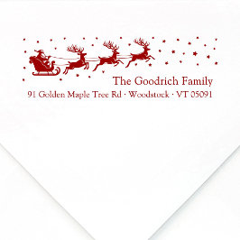 Carimbo Auto Entintado Papais noeis Festivos Sleigh Natal Return Address