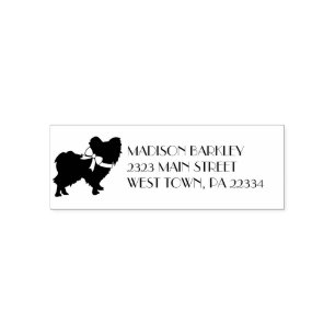 Carimbo Auto Entintado Papillon Dog Puppy Silhout