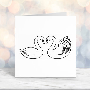 Carimbo Auto Entintado Par de Cisnes Brancas