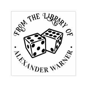 Carimbo Auto Entintado Par de Dados Jogos de Cassino Biblioteca Livro