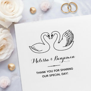 Carimbo Auto Entintado Par do aniversário do casamento dos Swans Obrigado