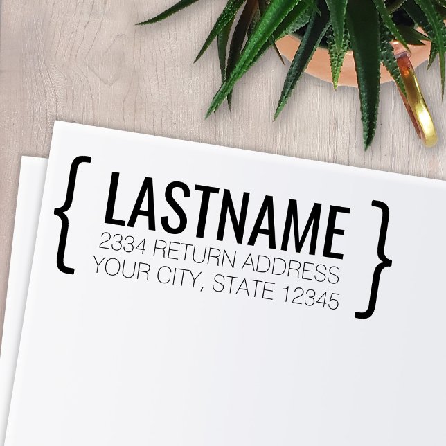 Carimbo Auto Entintado Parêntese Moderno com Nome e Endereço de Retorno (Criador carregado)