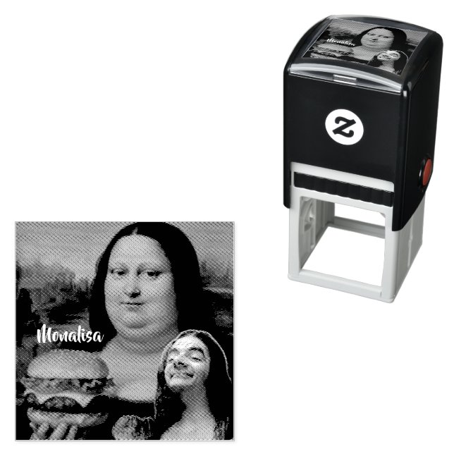 Carimbo Auto Entintado Paródia Divertida da Mona Lisa e Sr. Bin (In Situ)