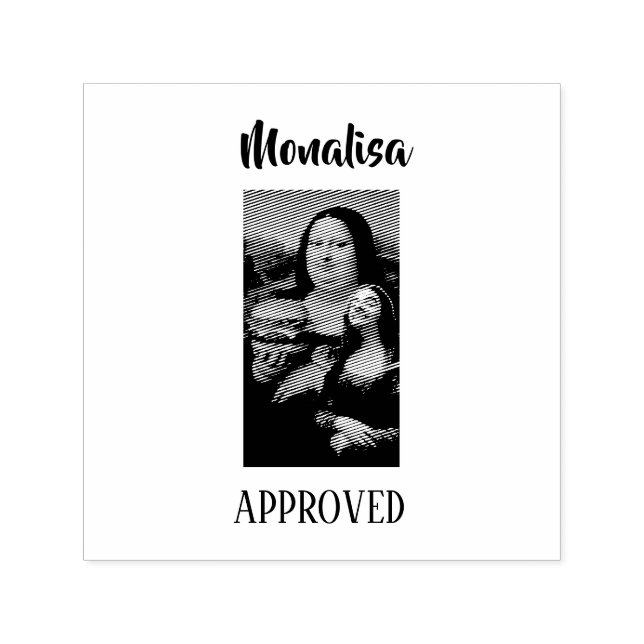 Carimbo Auto Entintado Paródia engraçada da Mona Lisa e Sr. Bin (Design)