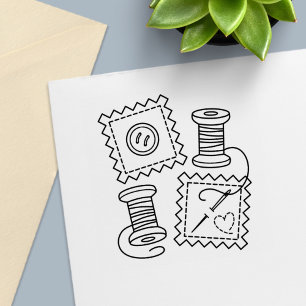 Carimbo Auto Entintado Passatempo de Costura - Tecido Botão Agulha Linha