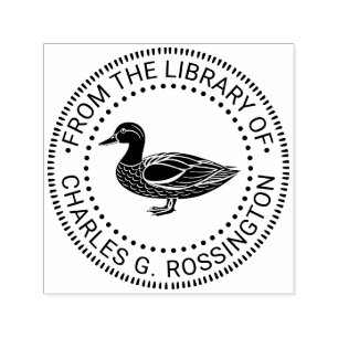 Carimbo Auto Entintado Pato-real Rústico em Pé Nome do Livro da Bibliotec