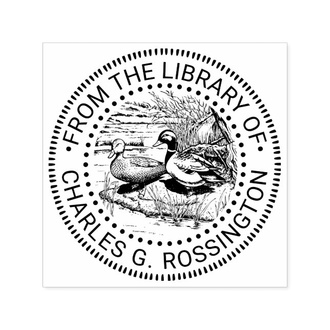 Carimbo Auto Entintado Patos Russos no Livro da Biblioteca da Borda da Ág (Design)
