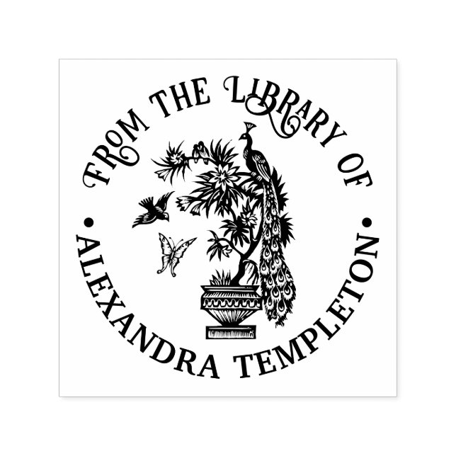 Carimbo Auto Entintado Pavão na Biblioteca de Aves da Borboleta das Plant (Design)