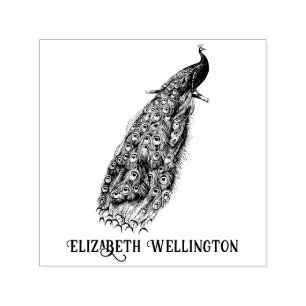 Carimbo Auto Entintado Peacock Elegante em um Nome de Ramificação