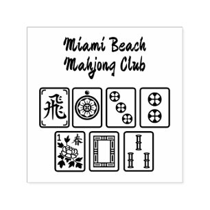 Carimbo Auto Entintado Peças de Mahjong #1 com Nome do Clube / Localizaçã
