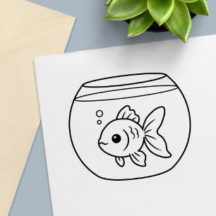 Carimbo Auto Entintado Peixe dourado em um aquário
