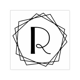 Carimbo Auto Entintado Pentágonos geométricos Solteiro inicial Monograma