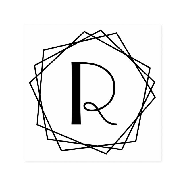 Carimbo Auto Entintado Pentágonos geométricos Solteiro inicial Monograma (Design)