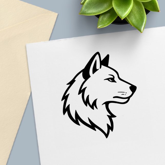 Carimbo Auto Entintado Perfil de Cabeça de Lobo (Criador carregado)