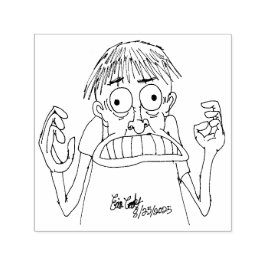 Carimbo Auto Entintado personagem de desenho animado em pânico