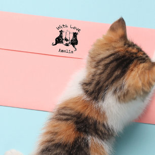 Carimbo Auto Entintado Personalizado Com Caráter Autopicante De Gato De A