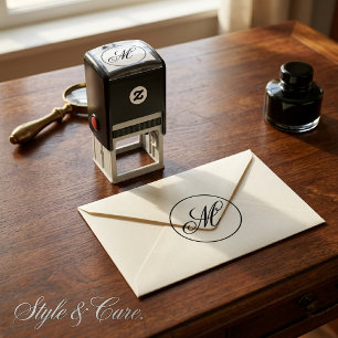 Carimbo Auto Entintado Personalizado Monograma Elegante Personalizável