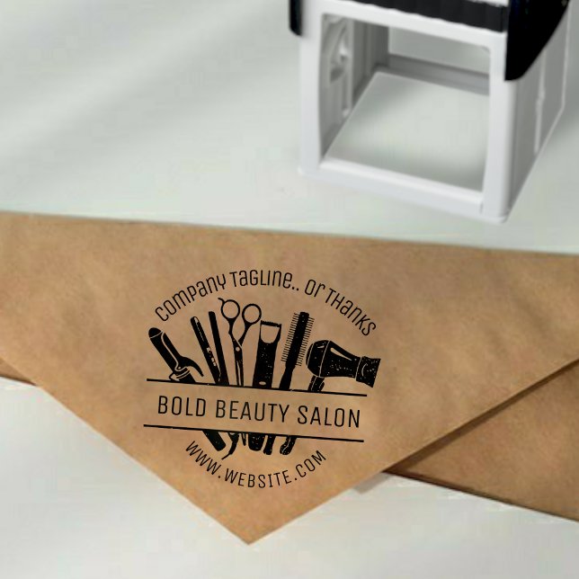 Carimbo Auto Entintado Personalizar Bela Salon Tools Hair Stylist Obrigad (Criador carregado)