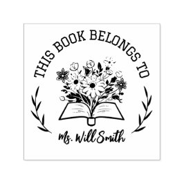 Carimbo Auto Entintado Personalizar Floral Este Livro Pertence Ao Profess