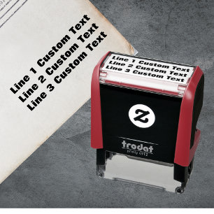 Carimbo Auto Entintado Personalizar Tradicional 3 Linhas de Texto Serif