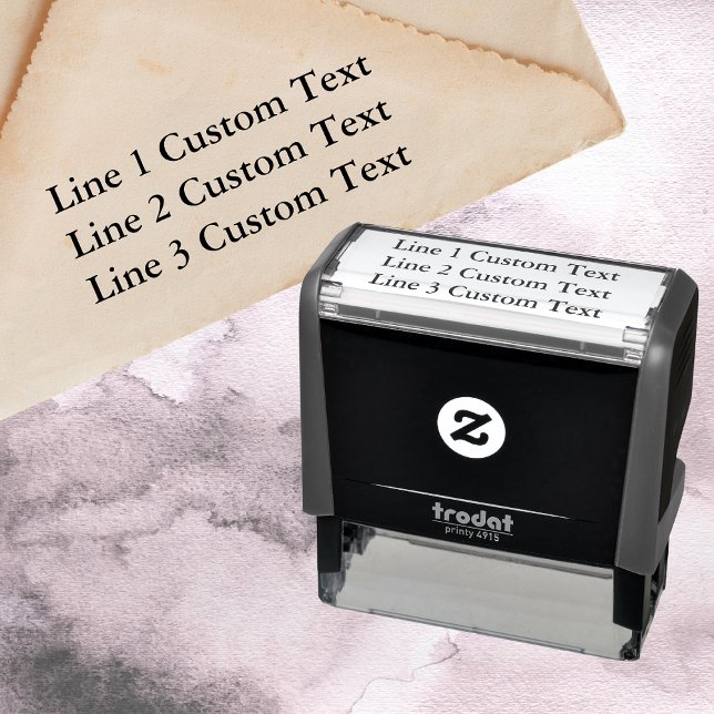 Carimbo Auto Entintado Personalizar Tradicional 3 Linhas de Texto Serif (Criador carregado)