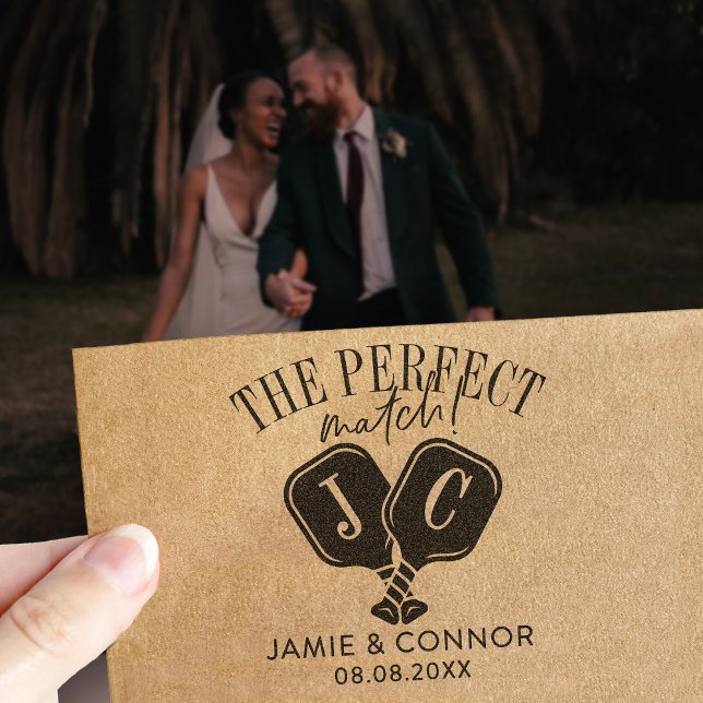 Carimbo Auto Entintado Pickleball The Perfect Match Wedding Save the Date (Criador carregado)