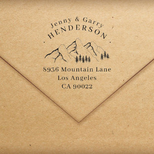 Carimbo Auto Entintado Pine-tree Mountain Casal Wedding Return Address