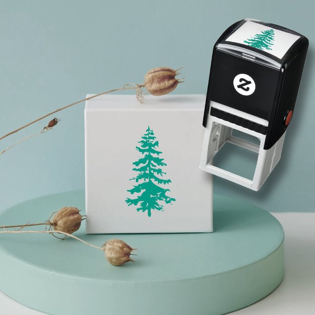 Carimbo Auto Entintado Pine Tree Rustic Wedery Stationery (Criador carregado)