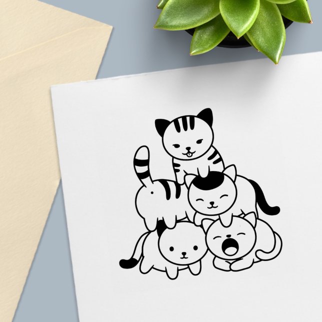 Carimbo Auto Entintado Pirâmide de Gatos (Criador carregado)