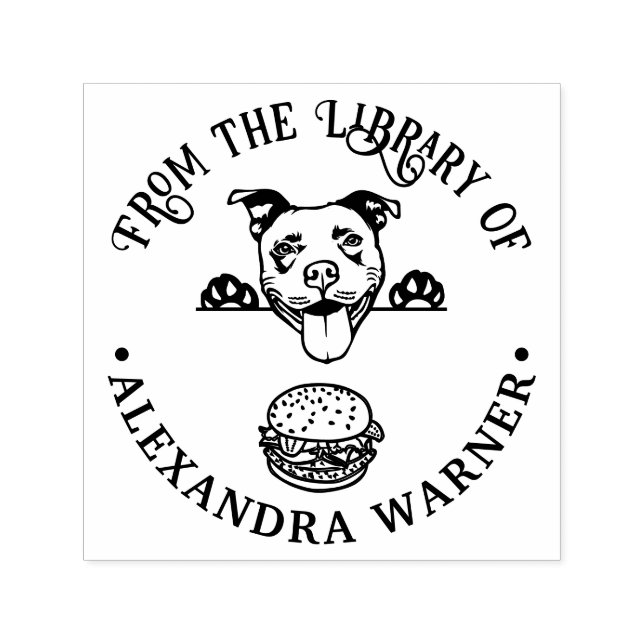 Carimbo Auto Entintado Pit Bull Terrier Eying Burger Book (Design)