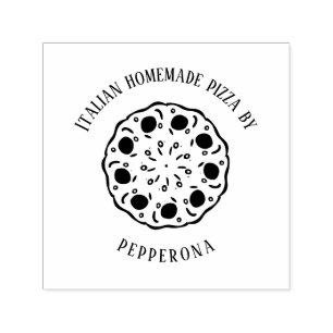 Carimbo Auto Entintado pizza de pepperoni texto personalizado negócios