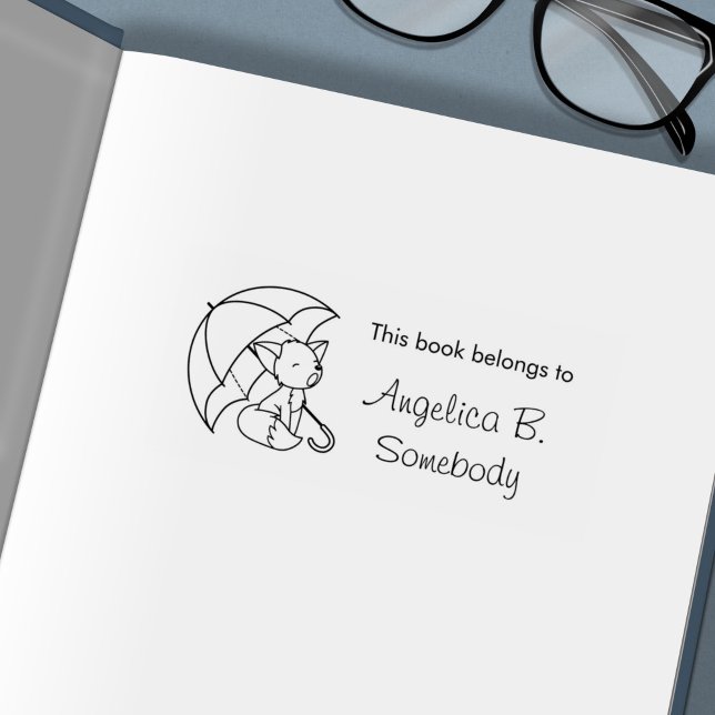 Carimbo Auto Entintado Placa de Livro de Pequeno Raposo Sonolento Debaixo (Criador carregado)