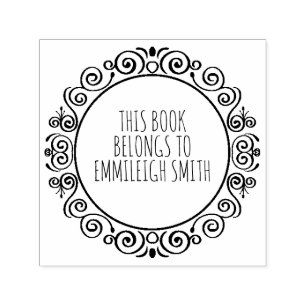 Carimbo Auto Entintado Placa do Livro de Moldes do Roteiro da Vintage em 