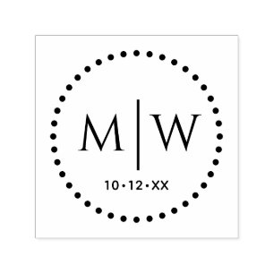 Carimbo Auto Entintado Pontos Pontilhados Quadro Redondo Duas Letras Inic